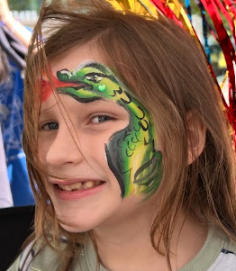 Green dragon face design
