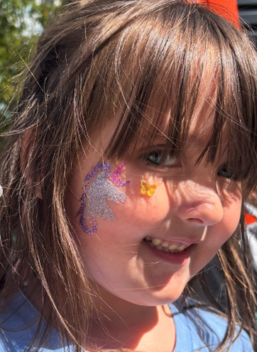 Glitter unicorn cheek design